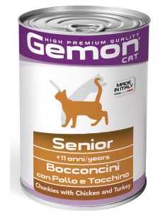 gemon cat bocconi 415g senior pollo tacchino