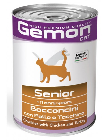 gemon cat bocconi 415g senior pollo tacchino