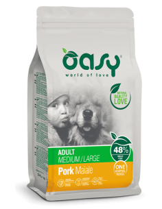 oasy dry dog 2,5kg adult medium/large monoproteico maiale oadodalm0250a
