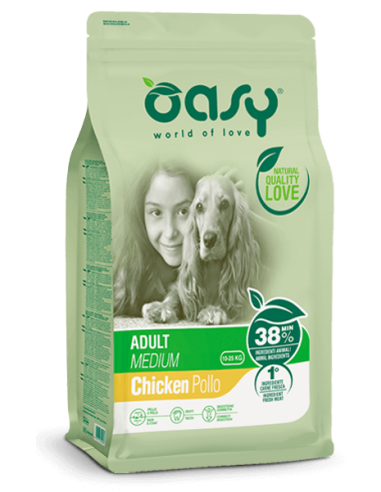 oasy dry dog 3kg adult medium pollo oadbdams0300a new pack