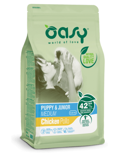 oasy dry dog 3kg puppy&junior medium pollo new pack oadbdpms0300a