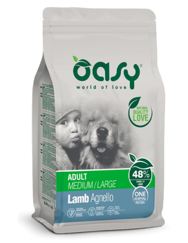 oasy dry dog 12kg monoproteico adult medium/large agnello oadodala1200a