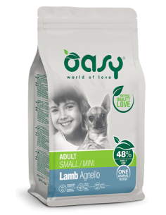 oasy dry dog 2,5kg adult small/mini monoproteico agnello oadodama0250a