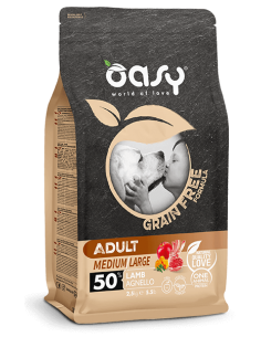 oasy dry dog 2,5kg grain free adult medium/large agnello oadgdaal0250