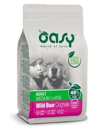 oasy dry dog 12kg monoproteico adult medium/large cinghiale oadodalw1200a