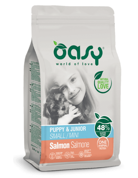 oasy dry dog puppy small/mini monoproteico salmone 800gr oadodpms0080a