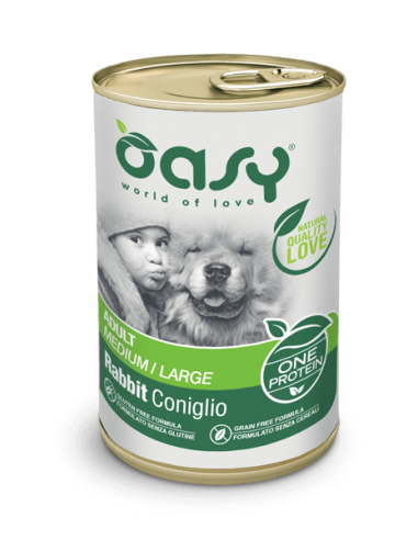 oasy wet dog 400gr monoproteico adult medium/large coniglio oawodcol0040