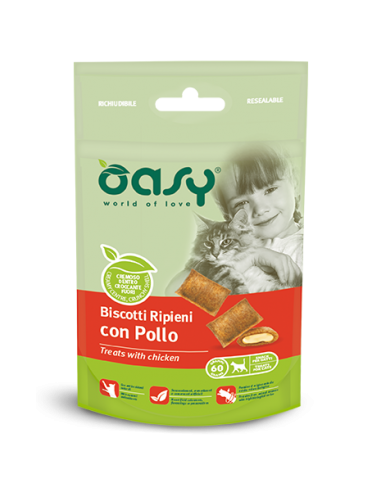 oasy snack cat biscotti ripieni con pollo 60gr oascbrpo0060