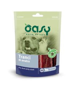 oasy snack dog tranci di anatra busta 100gr (14pz) oasntran0100