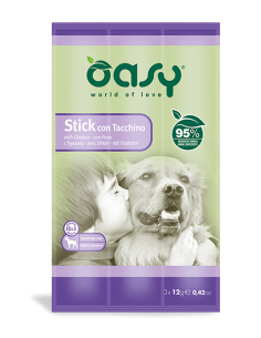 oasy snack dog stick con tacchino 3pz x 12gr oasdstta0036