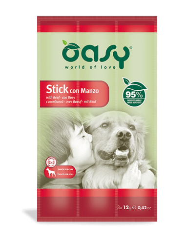 oasy snack dog stick con manzo 3pz x12gr oasdstma0036
