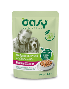 oasy wet dog 100gr straccetti in salsa mature tacchino e piselli oawsdmt80010