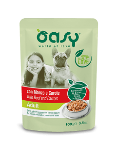 oasy wet dog 100gr straccetti in salsa adult manzo e carote oawsdam80010