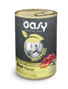 oasy wet dog 400gr grain free adult medium/large manzo oawgdalbl0040