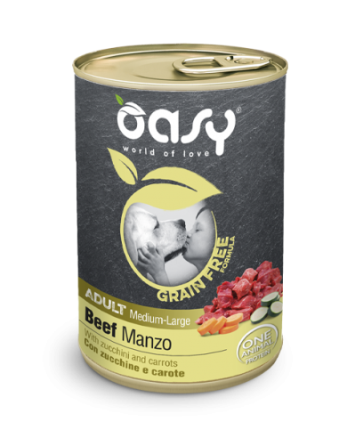 oasy wet dog 400gr grain free adult medium/large manzo oawgdalbl0040