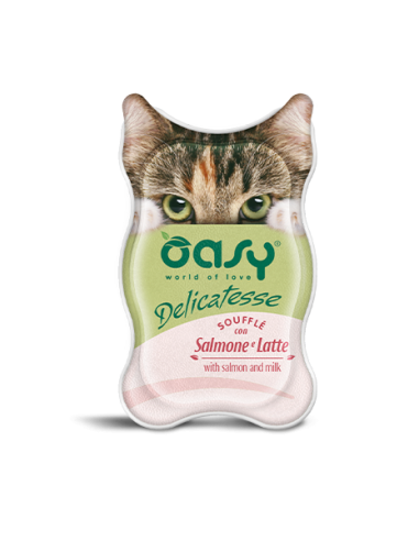 oasy wet cat 85gr vaschetta delicatesse souffle' con salmone e latte oawdcslv0085
