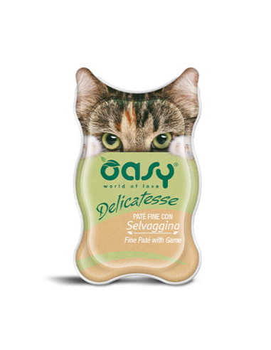 oasy wet cat 85gr vaschetta delicatesse pate' con selvaggina oawdcsev0085