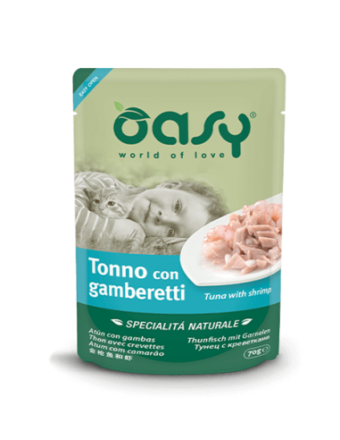 oasy wet cat 70gr spec. nat. busta tonno con gamberetti oawnctgb0007