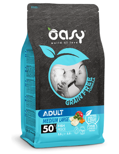 oasy dry dog 2,5kg grain free adult medium/large pesce oadgdapl0250