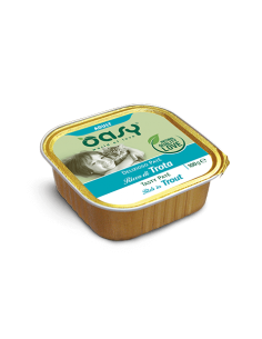 oasy wet cat 100gr adult delizioso pate' adult ricco di trota vaschetta oawpctrv0010