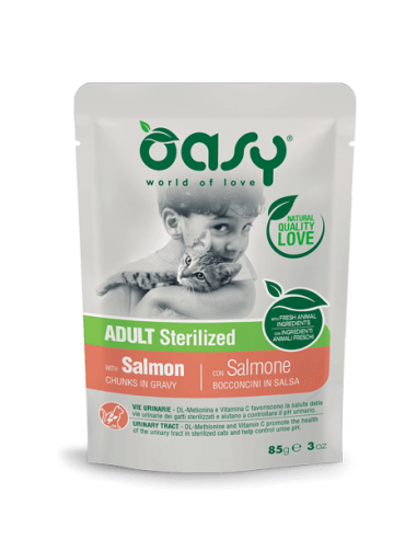 oasy wet cat 85gr busta bocconcini adult sterilized salmone oawcassb0085