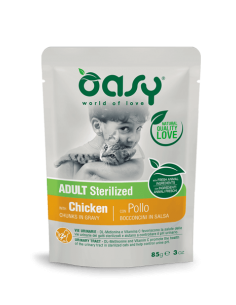 oasy wet cat 85gr busta bocconcini adult sterilized pollo oawcascb0085