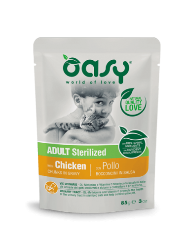 oasy wet cat 85gr busta bocconcini adult sterilized pollo oawcascb0085