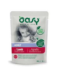 oasy wet cat 85gr busta bocconcini adult agnello oawcaagb0085
