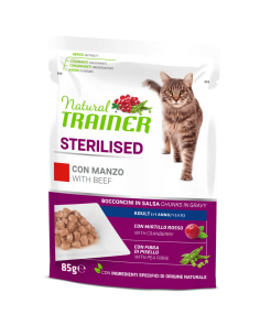 trainer natural cat 85gr busta sterilised manzo bocconcini in salsa 925722