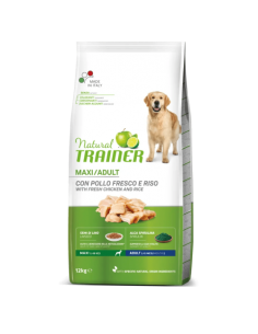 trainer natural dog 12kg adult maxi pollo, riso e aloe 963345 promo zg