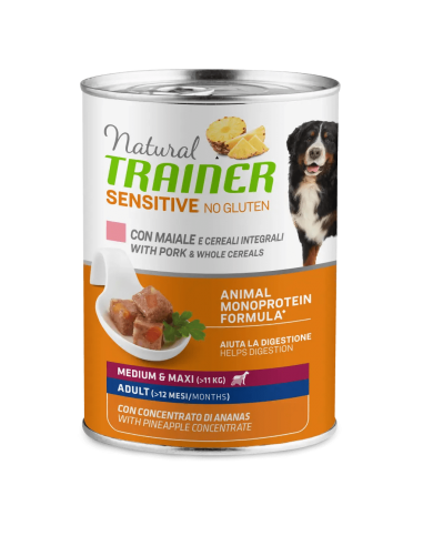 trainer natural sensitive dog 400gr med/maxi ad maiale