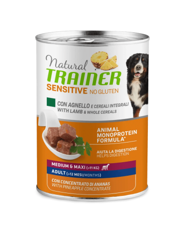 trainer natural sensitive dog 400gr med/maxi ad agnello e cereali