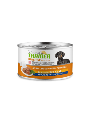 trainer natural sensitive dog 150gr small&toy ad maiale e cereali integrali