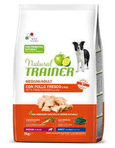 trainer natural dog 3kg medium ad pollo riso