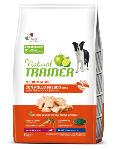 trainer natural dog 3kg medium ad pollo riso