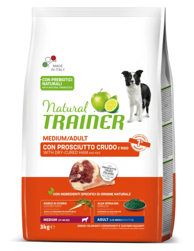 trainer natural dog 3kg medium ad prosciutto crudo riso