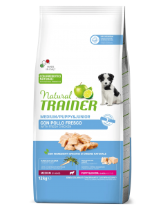 trainer natural dog 12kg puppy&junior medium pollo