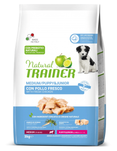trainer natural dog 3kg medium puppy&junior pollo