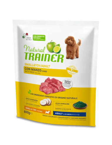 trainer natural dog 800gr small&toy ad manzo riso