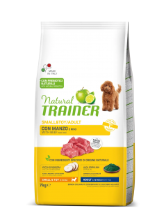 trainer natural dog 7kg adult small&toy manzo e riso