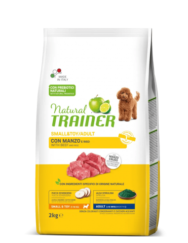 trainer natural dog 2kg small&toy ad manzo riso