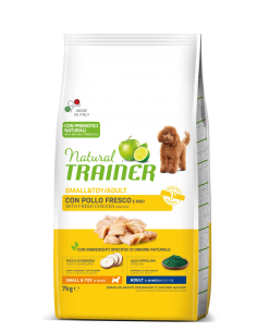 trainer natural dog 7kg adult small&toy pollo e riso