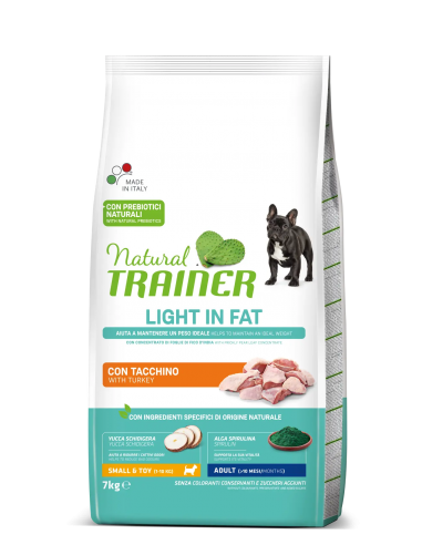 trainer natural dog 7kg adult small&toy light tacchino