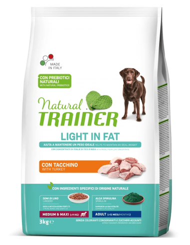 trainer natural dog 3kg medium/maxi light tacchino