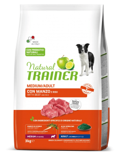 trainer natural dog 3kg medium ad manzo riso