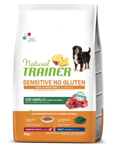 trainer natural sensitive dog 3kg med/maxi ad agnello cereali