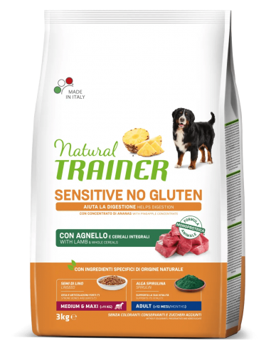 trainer natural sensitive dog 3kg med/maxi ad agnello cereali