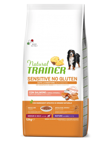 trainer natural sensitive dog 12kg med/maxi maturity salmone cerali