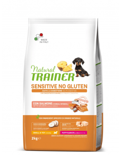 trainer natural sensitive dog 2kg small&toy puppy&junior salmone cereali