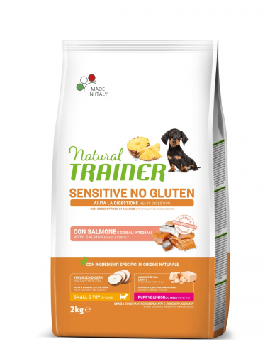 trainer natural sensitive dog 2kg small&toy puppy&junior salmone cereali